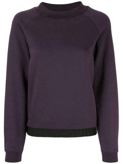 Shop Emporio Armani Logo Trim Sweatshirt In Purple