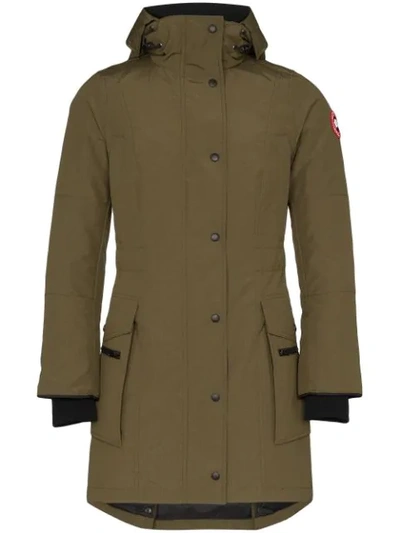 Shop Canada Goose Kinley Hooded Parka Coat In Green