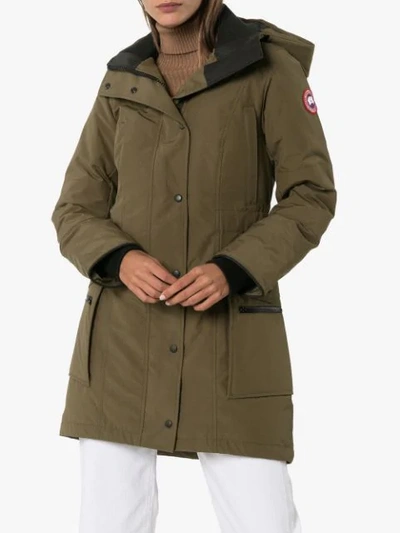 Shop Canada Goose Kinley Hooded Parka Coat In Green