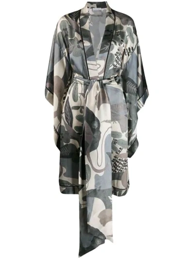 Shop Carine Gilson Butterfly Sleeve Kimono In Green