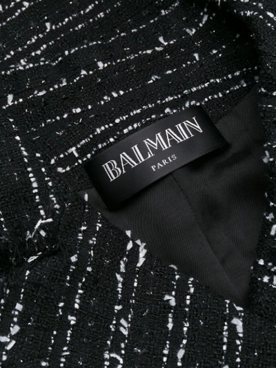 Shop Balmain Double-breasted Tweed Coat In Black
