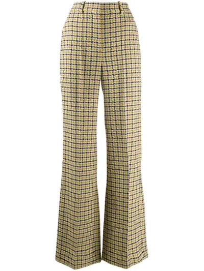 Shop Victoria Beckham Houndstooth Flared Trousers In Neutrals