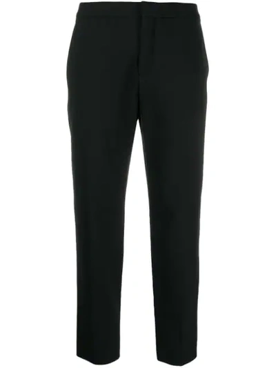Shop Chloé Pleated Detail Cropped Trousers In Black