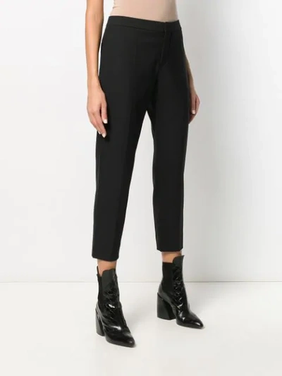 Shop Chloé Pleated Detail Cropped Trousers In Black