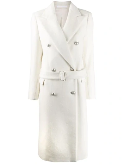 Shop Tagliatore Double Breasted Midi Coat In X1369 White