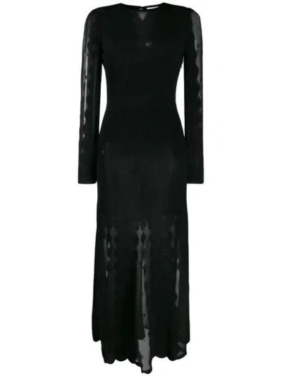 Shop Alexander Mcqueen Sheer Panels Midi Dress In Black