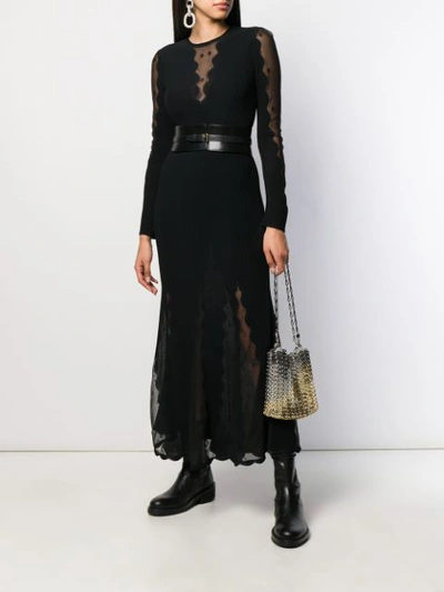 Shop Alexander Mcqueen Sheer Panels Midi Dress In Black