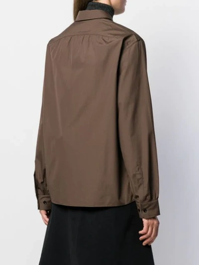 Shop Lemaire Long Sleeved Cotton Shirt In Brown
