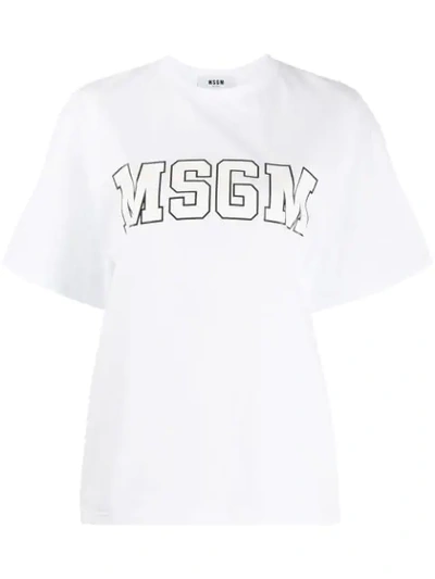 Shop Msgm College Logo Printed T-shirt In White