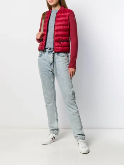 Shop Moncler Padded Front Cropped Jacket In Red