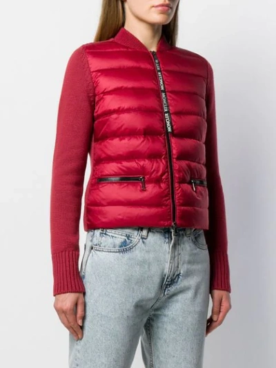 Shop Moncler Padded Front Cropped Jacket In Red