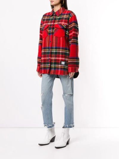 Shop We11 Done Long Sleeve Tartan Pattern Shirt In Red