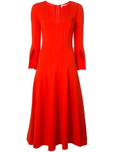 Shop Oscar De La Renta Split Dress In Red