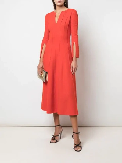 Shop Oscar De La Renta Split Dress In Red