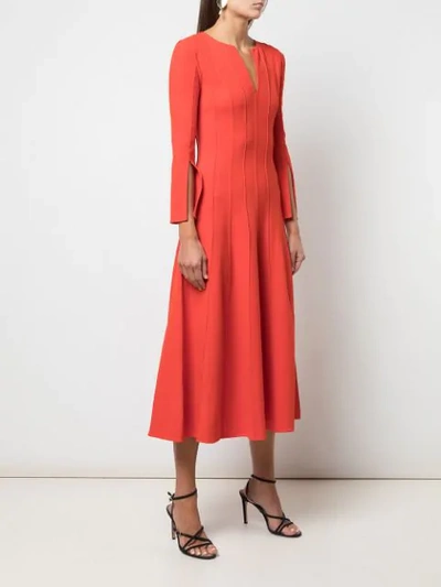 Shop Oscar De La Renta Split Dress In Red