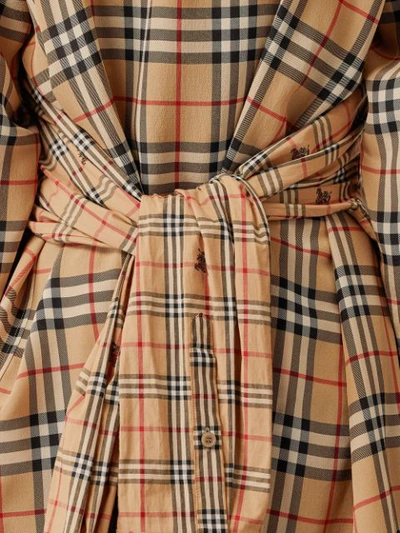 Shop Burberry Vintage Check Silk And Cotton Shirt Dress In Neutrals