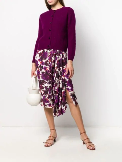 Shop Erdem Jayelle Cashmere Fitted Cardigan In Purple