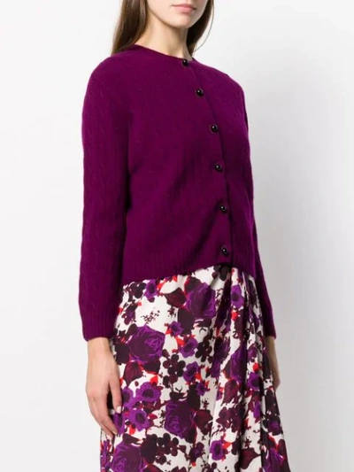Shop Erdem Jayelle Cashmere Fitted Cardigan In Purple