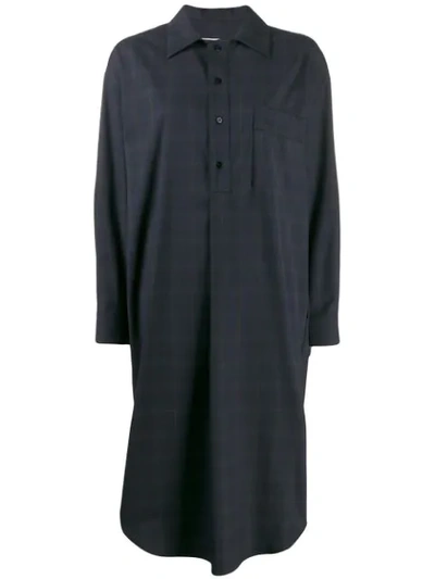 Shop Maison Margiela Checked Shirt Dress In 001f Check Blu / Brown