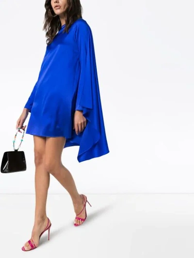 Shop Bernadette Judy Cape-effect Mini Dress In Blue