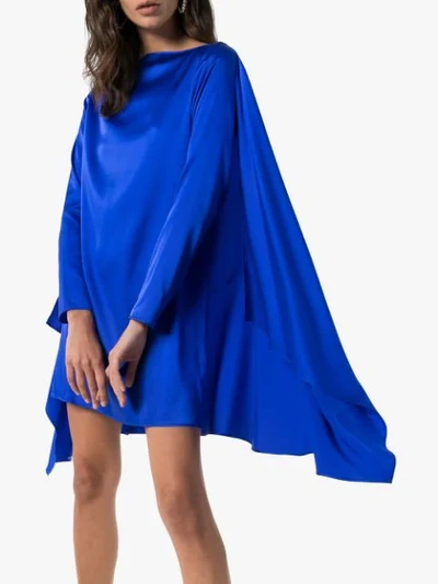 Shop Bernadette Judy Cape-effect Mini Dress In Blue