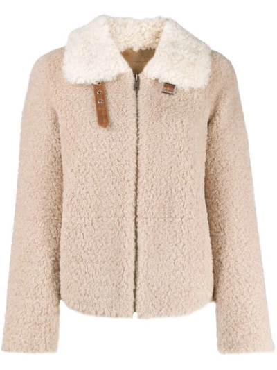 Shop Altea Textured Fleece Effect Jacket In Neutrals