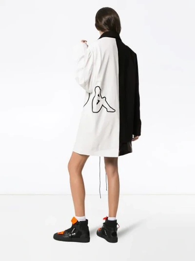 Shop Charm's X Kappa Logo Detail And Asymmetric Hem Blazer Jacket In Black White