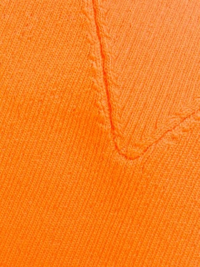 Shop Msgm Ribbed Roll Neck Jumper In Orange