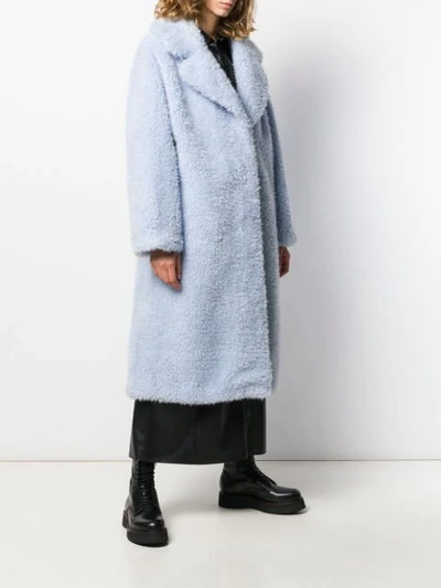 Shop Stand Studio Clara Faux Fur Coat In Blue