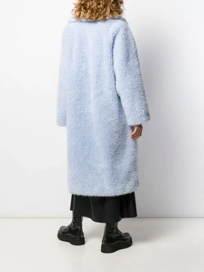 Shop Stand Studio Clara Faux Fur Coat In Blue