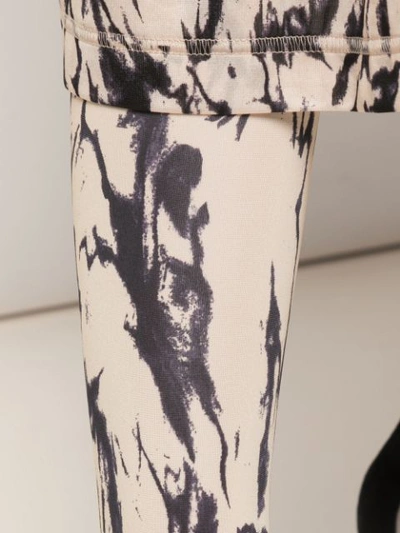 Shop Toga Marble Print Enclosed Toe Leggings In Neutrals ,blue