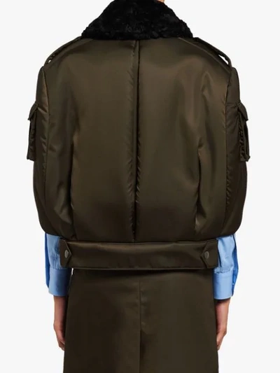 Shop Prada Cape Sleeves Bomber Jacket In Green