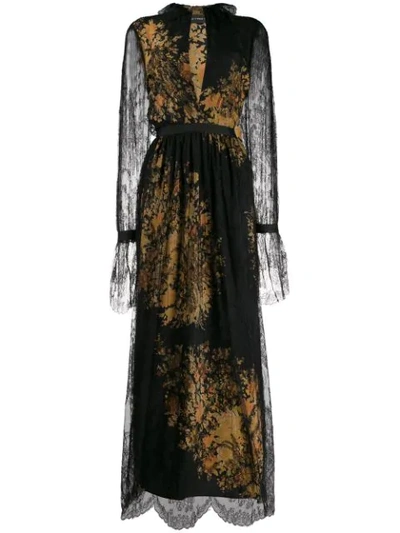 Shop Etro Belted Lace Dress In Black