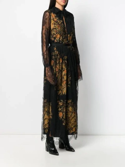 Shop Etro Belted Lace Dress In Black