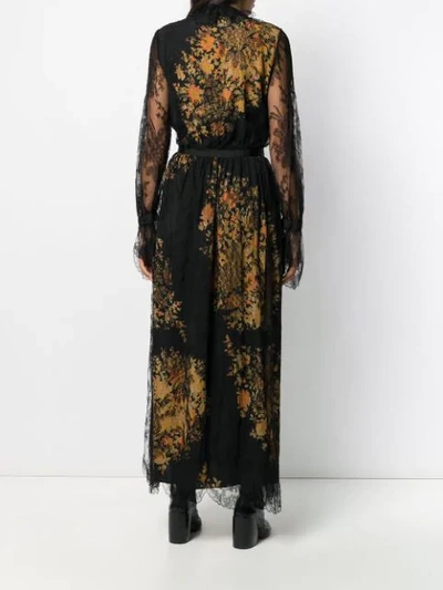 Shop Etro Belted Lace Dress In Black