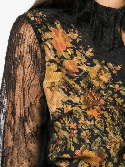 Shop Etro Belted Lace Dress In Black