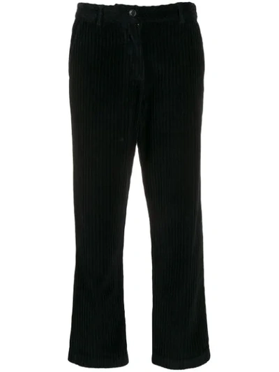 Shop Woolrich Cropped Corduroy Trousers In Black