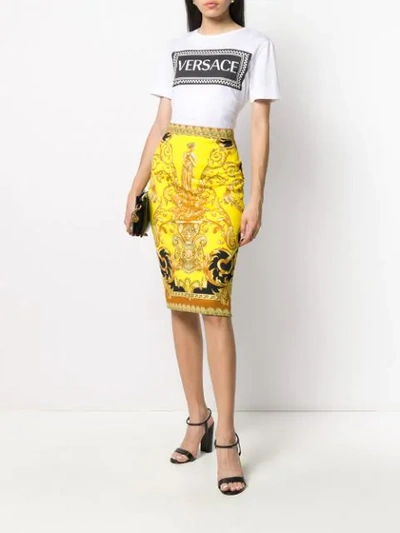 Shop Versace Baroque-print Fitted Midi Skirt In Black