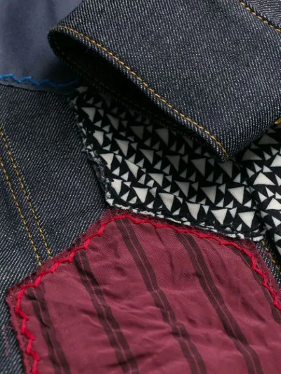 Shop Loewe Patch Detail Denim Jacket In 5387 Navy Blue/multi