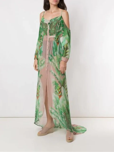Shop Amir Slama Printed Maxi Silk Dress In Green
