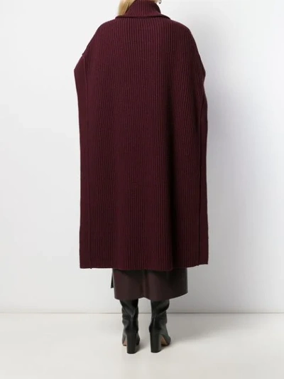 Shop Joseph Roll Neck Knitted Poncho In Red