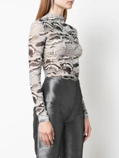 Shop Mugler Marble Cut-out Body Suit In Grey