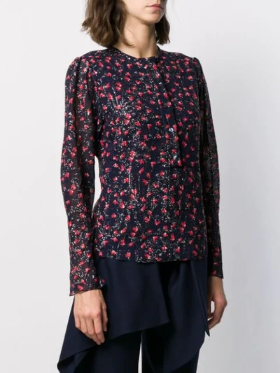 Shop Chloé Beaded Floral Blouse In Blue