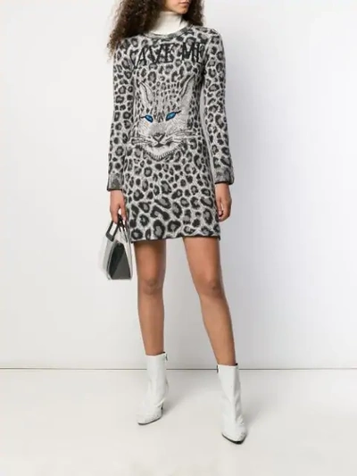 Shop Alberta Ferretti Cat Face Sweater Dress - Grey