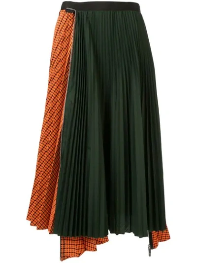 Shop Sacai Double Layered Skirt In Green