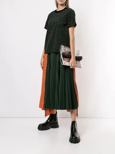 Shop Sacai Double Layered Skirt In Green