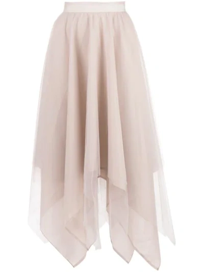 Shop Marc Le Bihan Asymmetric Hem Silk Skirt In Pink