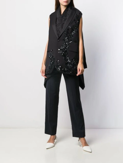 Shop Antonio Marras Sequined Layered Blazer In Black