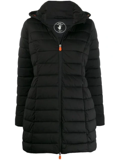 Shop Save The Duck Padded Hooded Coat In Black