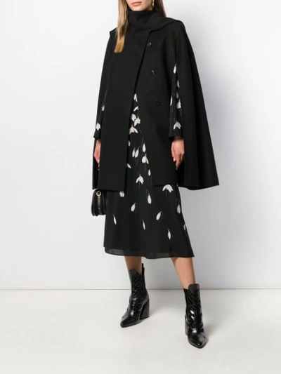 Shop Valentino Asymmetric Draped Cape In Black